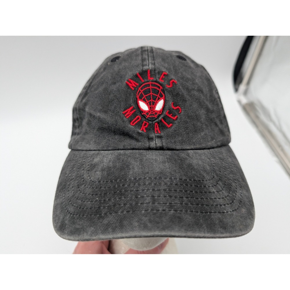 Marvel Miles Morales Spider-Man Baseball Cap Washed Black Snapback Hat Hat